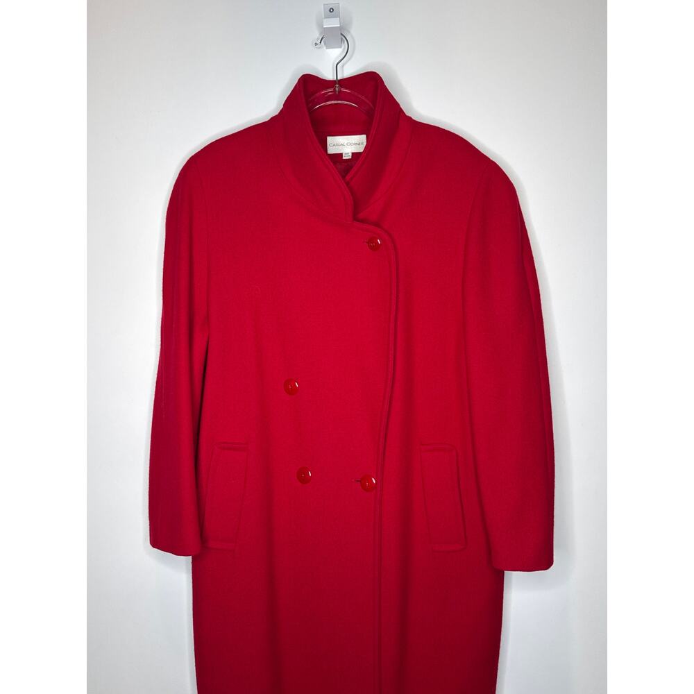 1980s Casual Corner Red Wool Long Coat Made in USA medium - Large - Picture 5 of 16